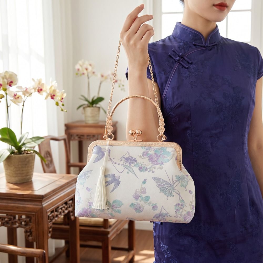 Embroidery Kiss - Borsa a Tracolla Ricamata in Stile