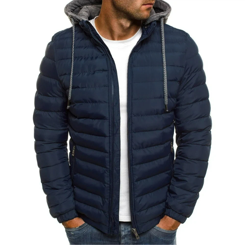 Embroidery Zip Up Hoodie - Parka in Cotone Imbottito da Uomo
