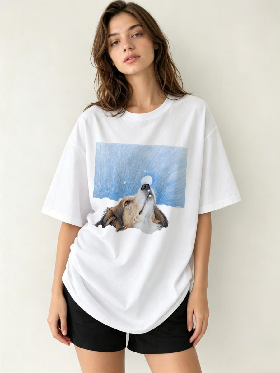 Embroidery Moisturizer - T-shirt basic da ufficio con tessuto
