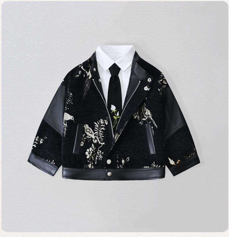 Embroidery Wedding - Gentleman Kids Ricamo Giacca da motociclista
