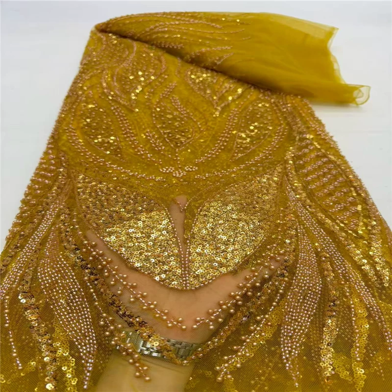 Embroidery Wedding - Tessuto ricamato con paillettes a tubo
