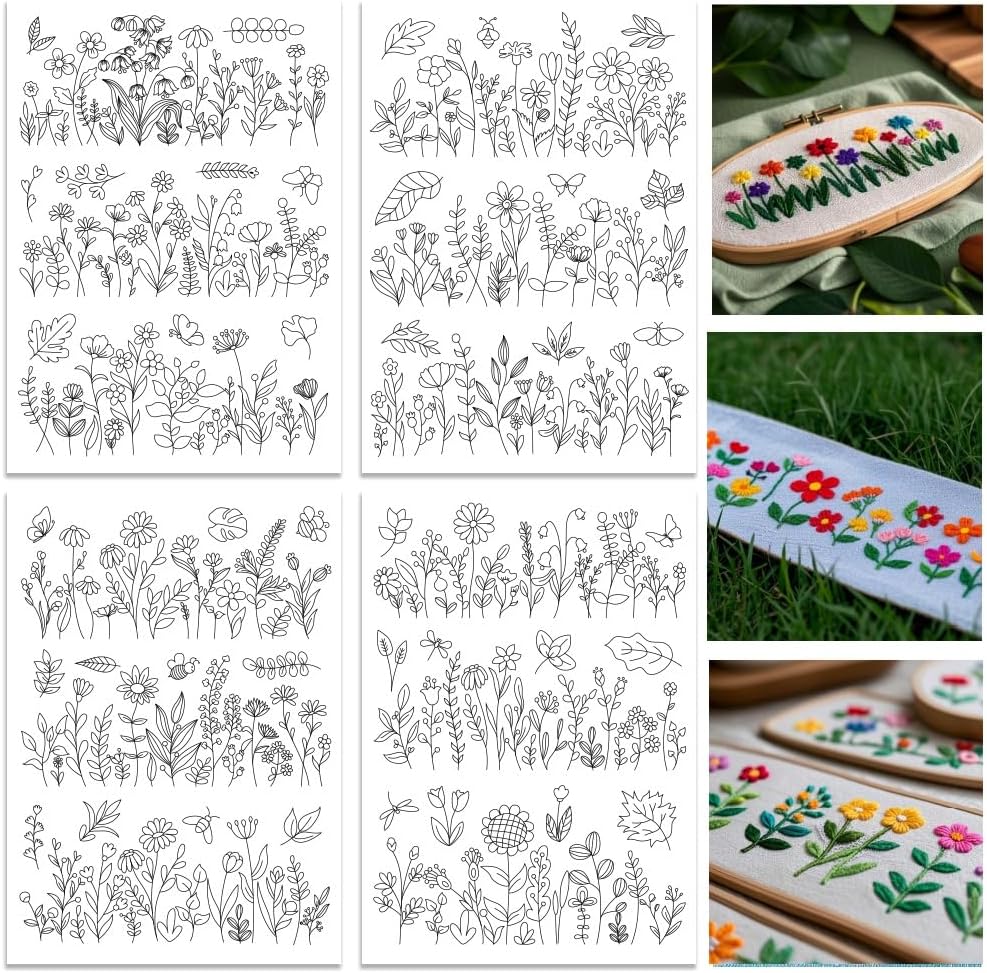Embroidery Design Patterns Flowers - Stabilizzatori per Ricami Idrosolubili con Disegni