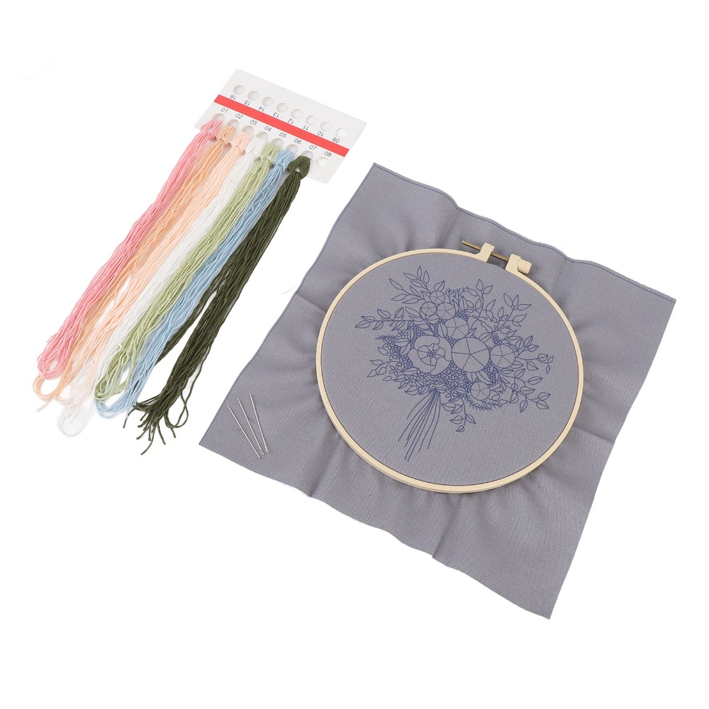 Embroidery Design Patterns Flowers - Kit per ricamo con motivo stampato,