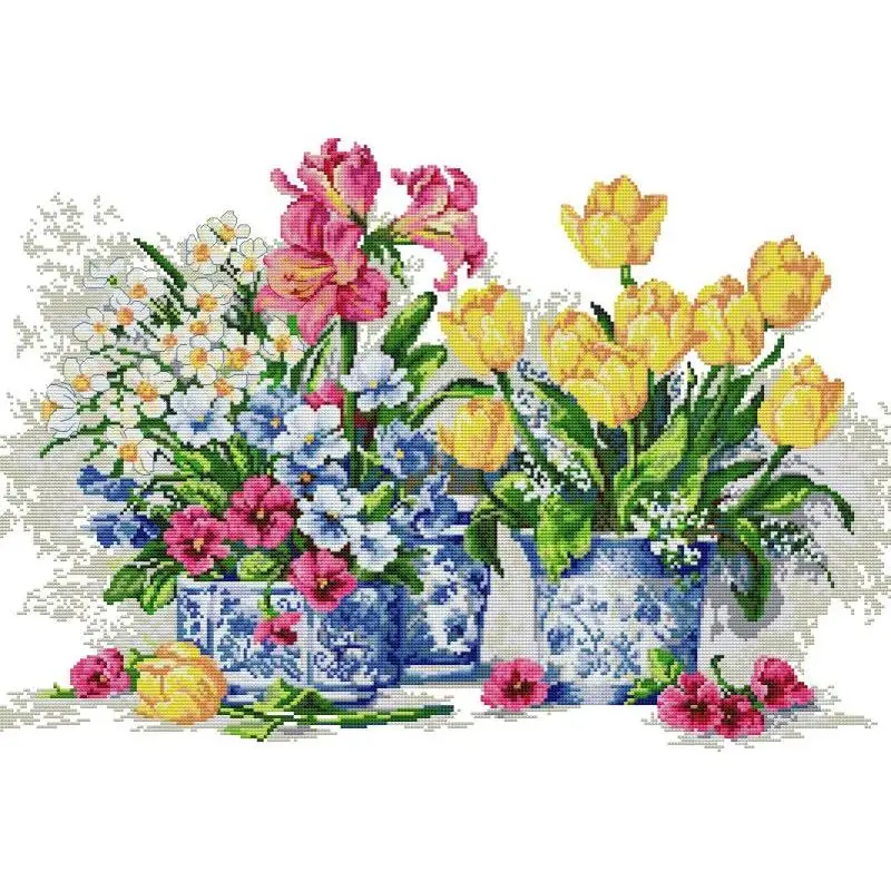 Embroidery X Stitch - Fiori in vaso NKF Contati Punto