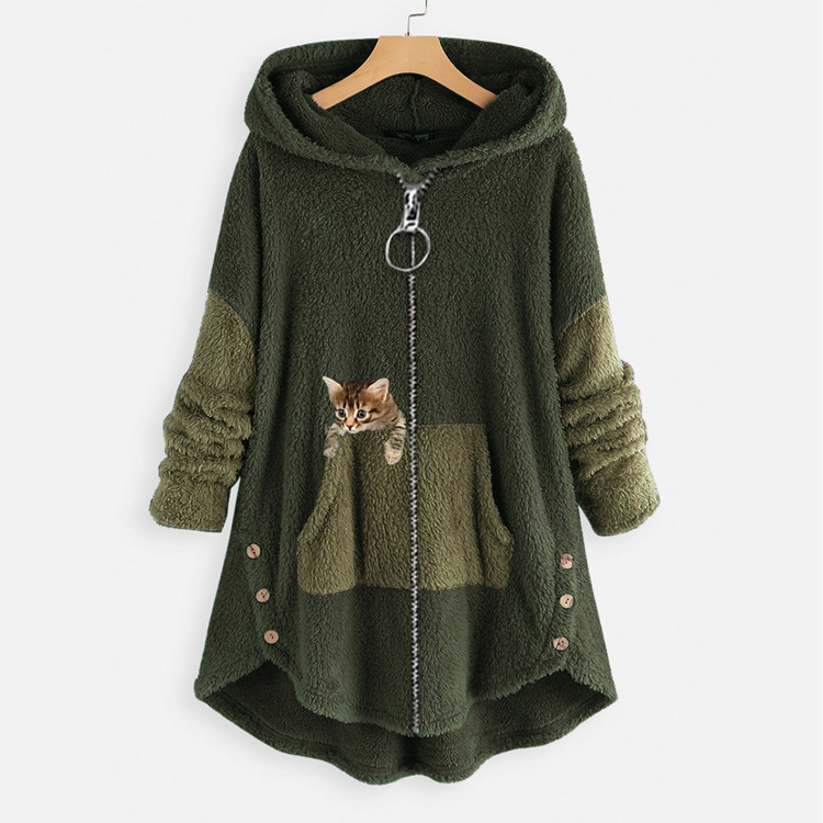 Embroidery Zip Up Hoodie - Cappotto con cappuccio Giacca da donna