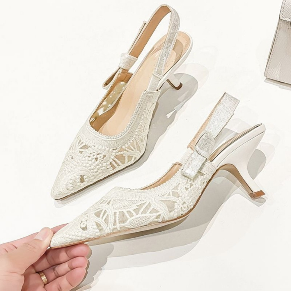Embroidery Wedding - Sandali con Tacco Alto in Vera
