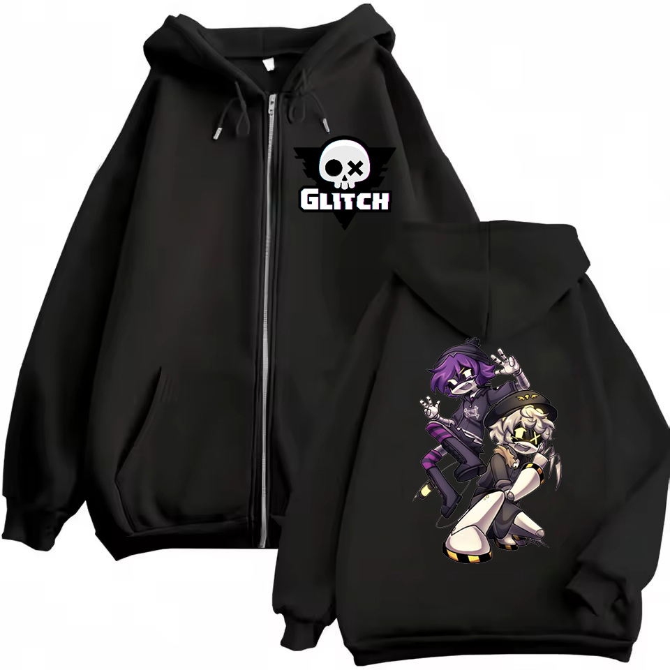 Embroidery Zip Up Hoodie - Anime Murder Drones Felpa con cappuccio