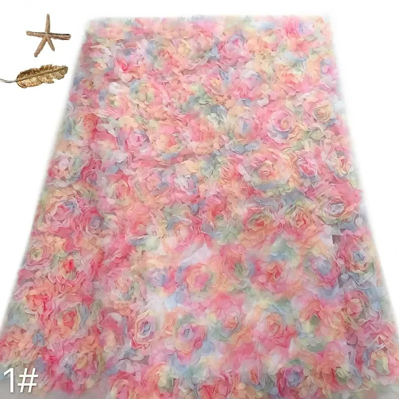 Embroidery Rose - 3d chiffon rosa fiore tessuto di