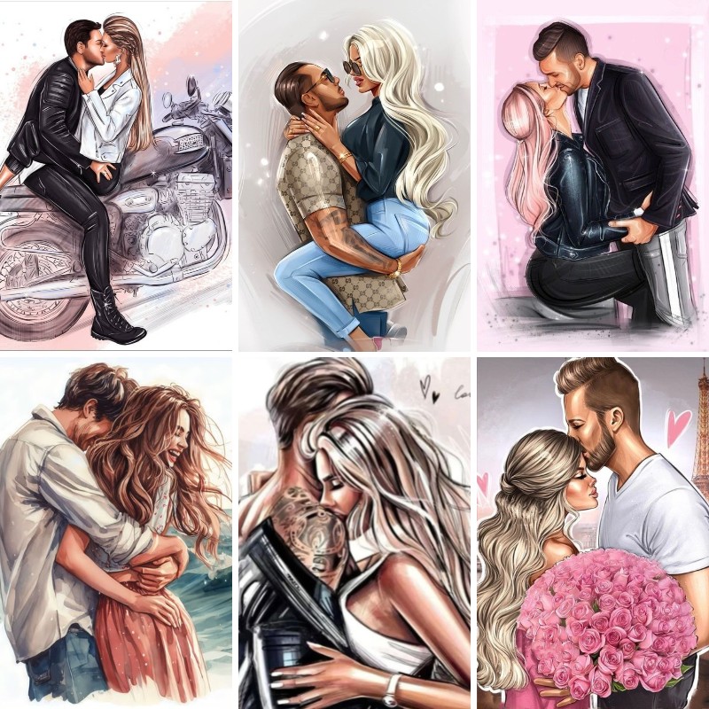Embroidery Kiss - Pittura diamante pieno quadrato diamante ricamo
