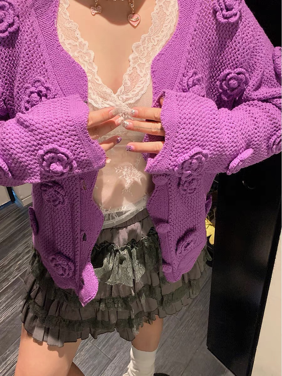 Maglione cardigan scavato con  - Embroidery Rose recensione e prezzo