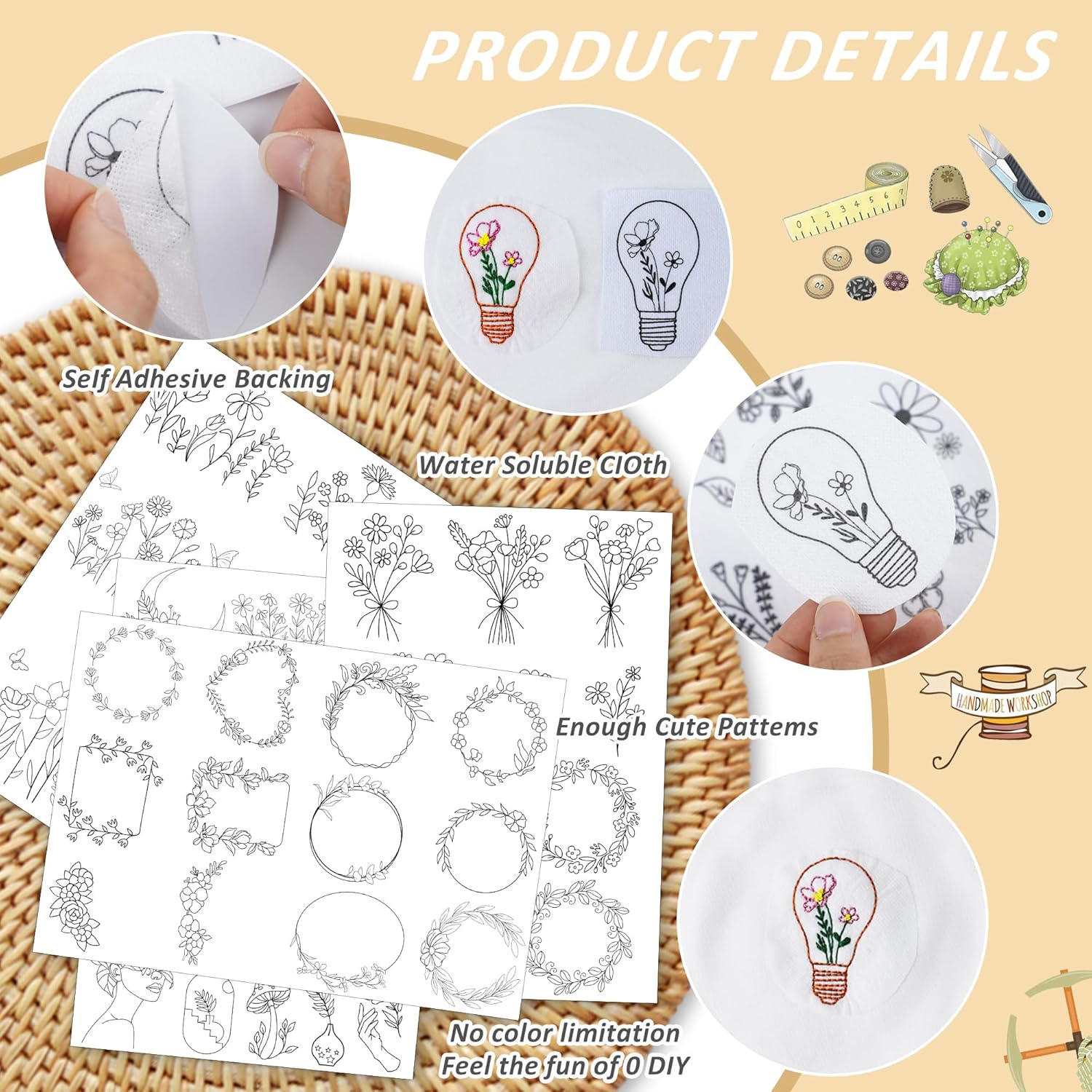 4 fogli di motivo ricamato sta - Embroidery Web recensione e prezzo