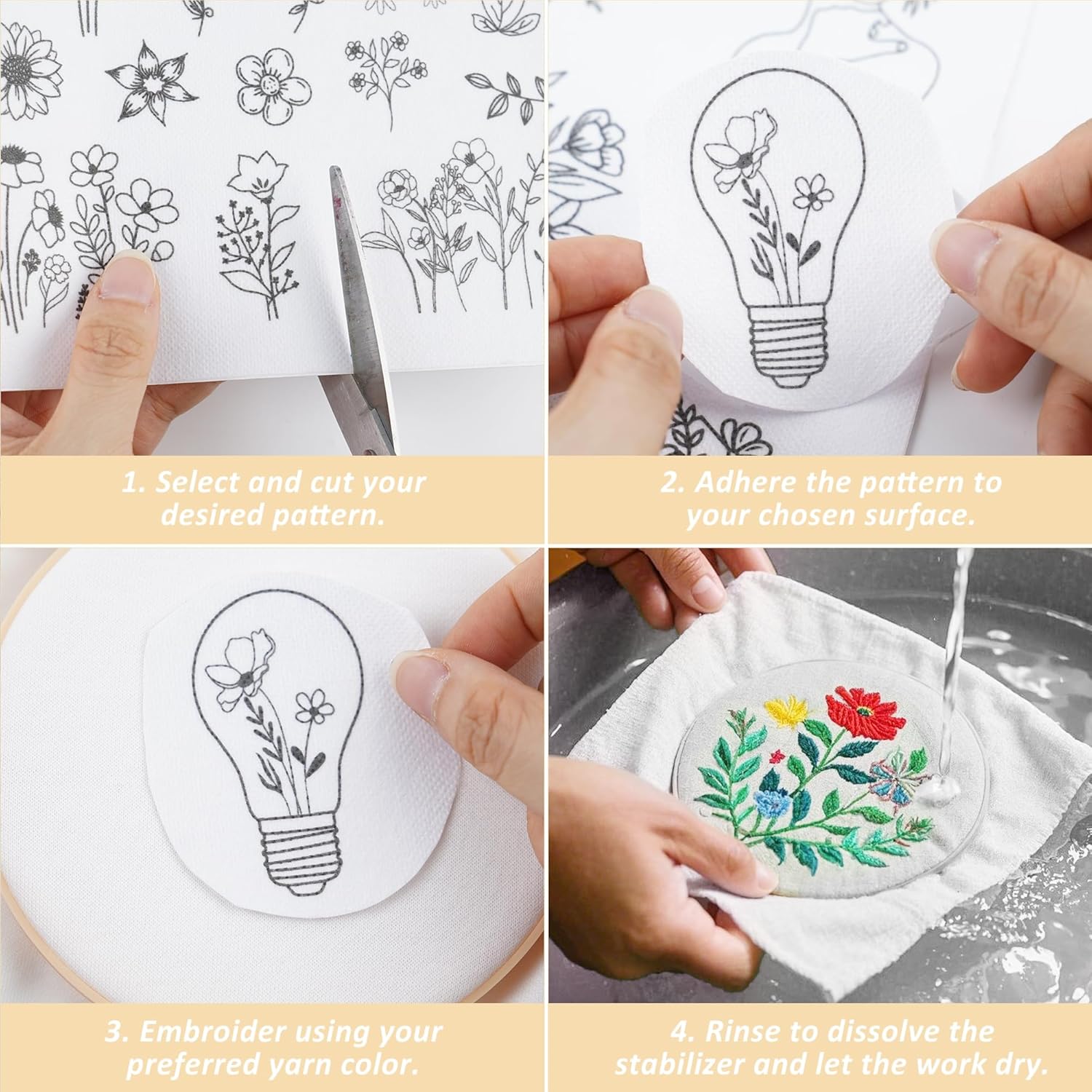 4 fogli di motivo ricamato sta - Embroidery Web recensione e prezzo