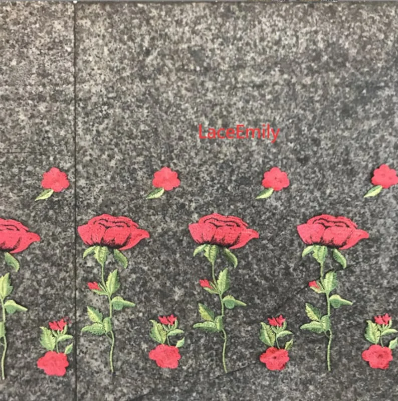 Tessuto di pizzo rosa rossa ri - Embroidery Rose recensione e prezzo